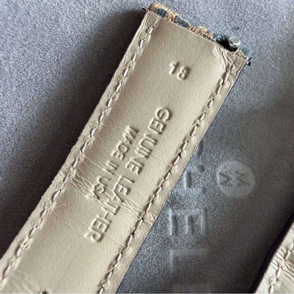 Michele Black and Gold Lace Leather Watch Strap - 18mm - Picture 6 of 16